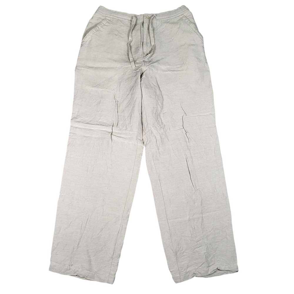 Cubavera Pants Womens Medium (Fits 30x30) Wide Leg Relaxed Linen Blend Beige